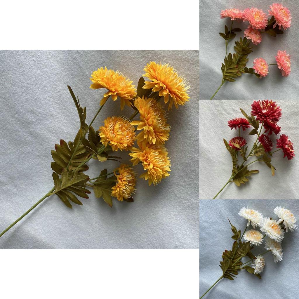 Realistic Silk Chrysanthemum Floral Stems For Banquet Hall Home Decoration