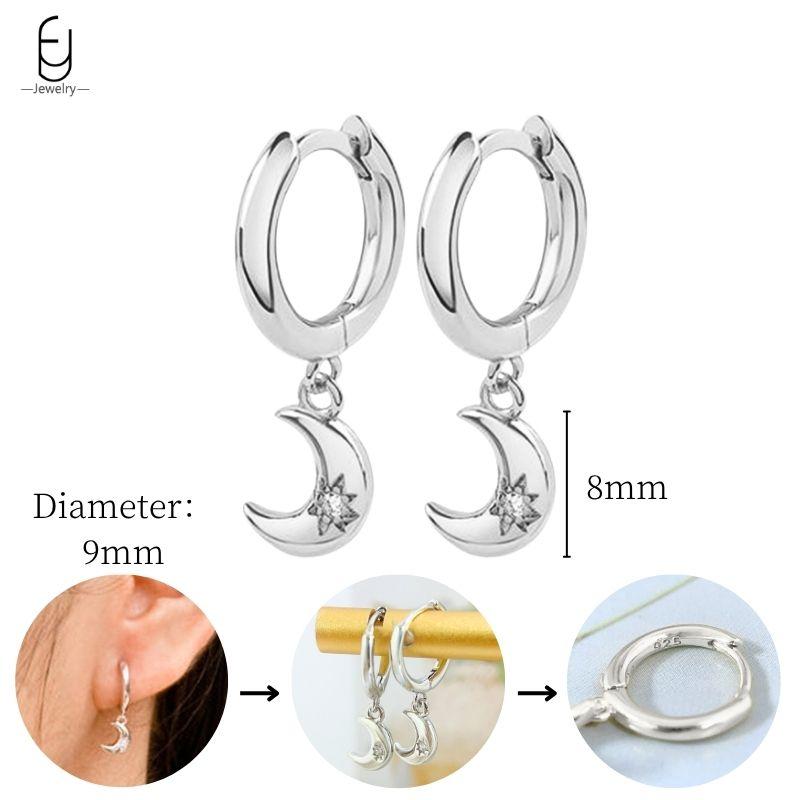 925 Sterling Silver Needle Vintage Heart/Shell Pendant Earrings Round/Square Plate Hoop Earrings for Women Party Fashion Jewelry