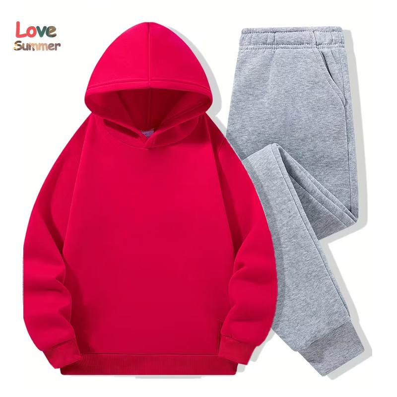 2-teiliges Kinder-Hoodie-Set Baumwolle einfarbig Regenbogen-Hoodie graue Hose 3-14 Jahre Unisex Jungen Mädchen Trainingsanzug Kleidung Hoodie Sportlich Geschenk Ideal für den täglichen Outdoor-Gebrauch