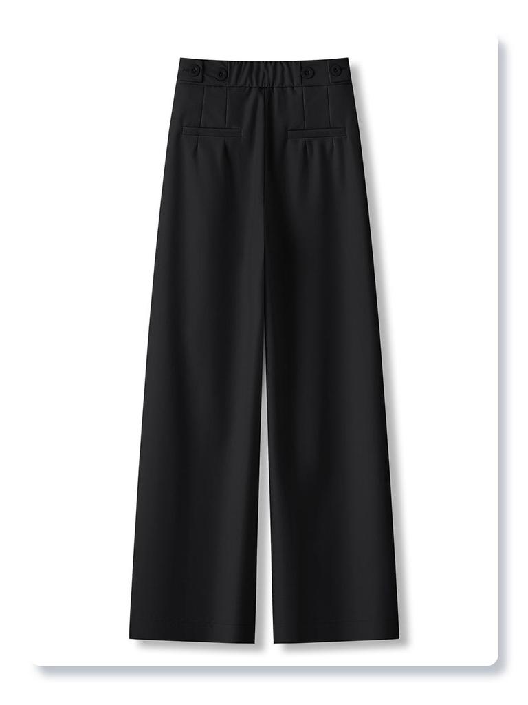Women's 2025 Gray High-Waisted Wide-Leg Dress Pants - Spring/Autumn Casual and Drapey