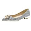 Crystal wedding shoes women's new show Hezhu wedding dress bridal shoes not tired feet champagne wedding stiletto high heels