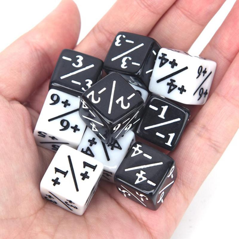 10Pcs 5 Positive +1/+1 & 5 Negative -1/-1 Dice Counters For Magic The Gathering