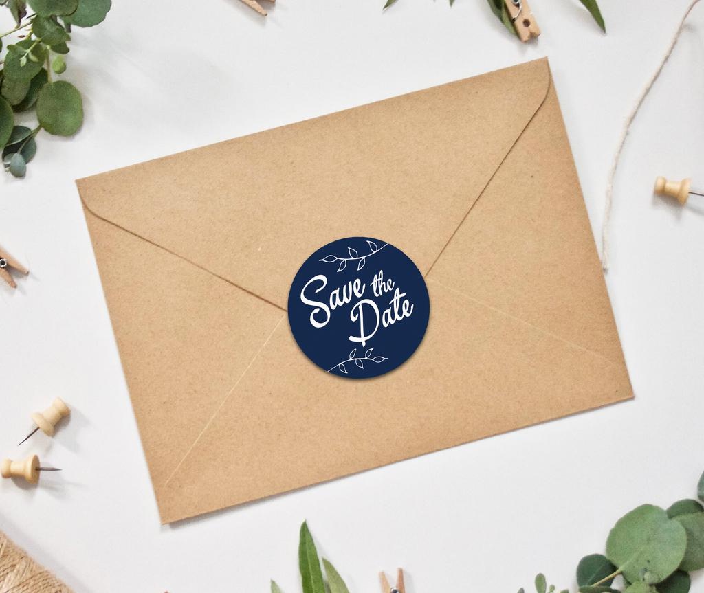 Darling Souvenir DIY 45 Pcs Dark Brown Leaf Vines Save The Date Stickers Round Envelope Seal-1.6