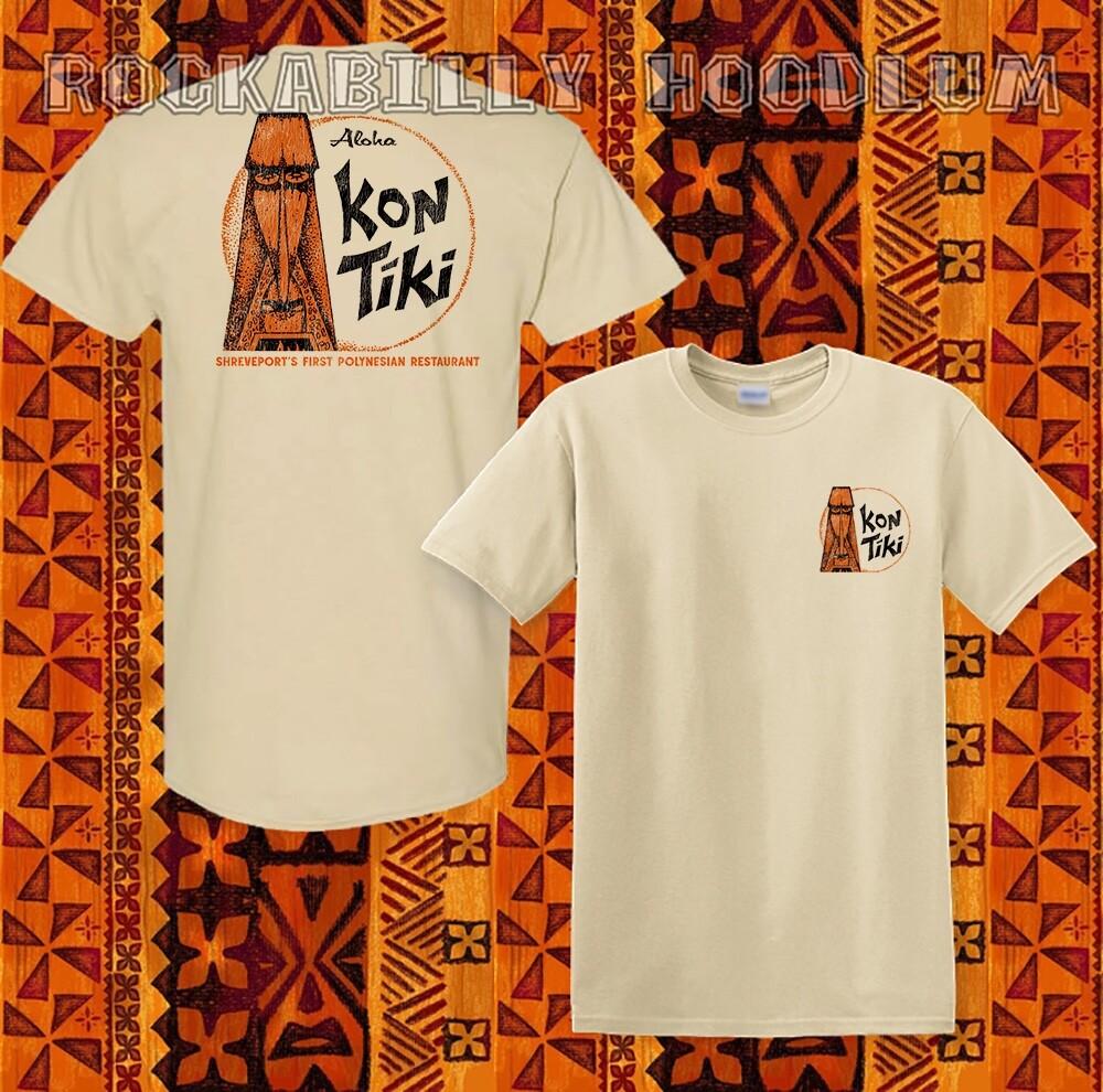 Retro Tiki Art Tee T Shirt Cotton Bar Mug Restaurant Kon Tiki Shreveport LA