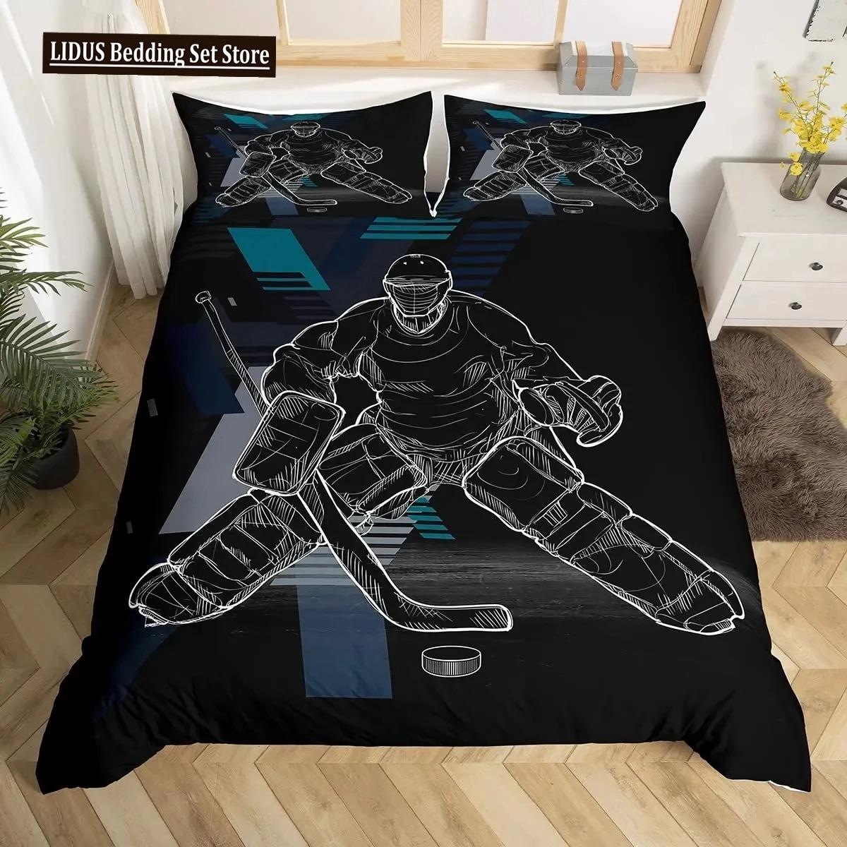 

Комплект пододеяльников для хоккея, 23 шт., спортивный хоккейный пододеяльник, полиэстер, хоккейная шайба, мяч, размер King Queen, пододеяльник для мальчиков AU Double 180x210cm