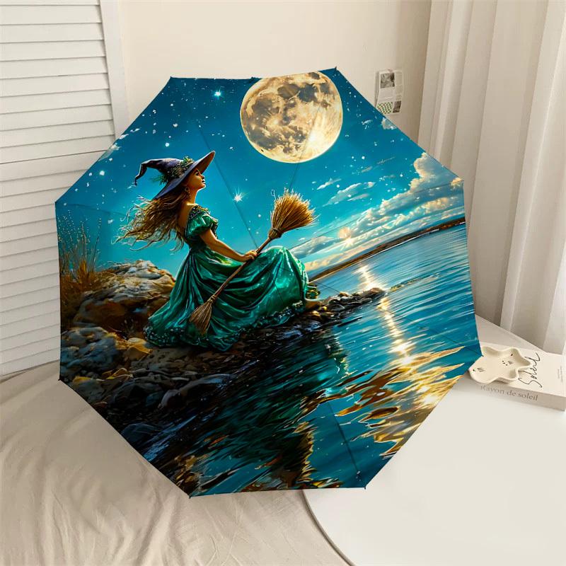 

1PC Witchcraft Moonlight Umbrella-8-Rib Reinforced, Automatic Open, Lightweight & Durable, Cute Fashion Accessory for Outdoor-T146