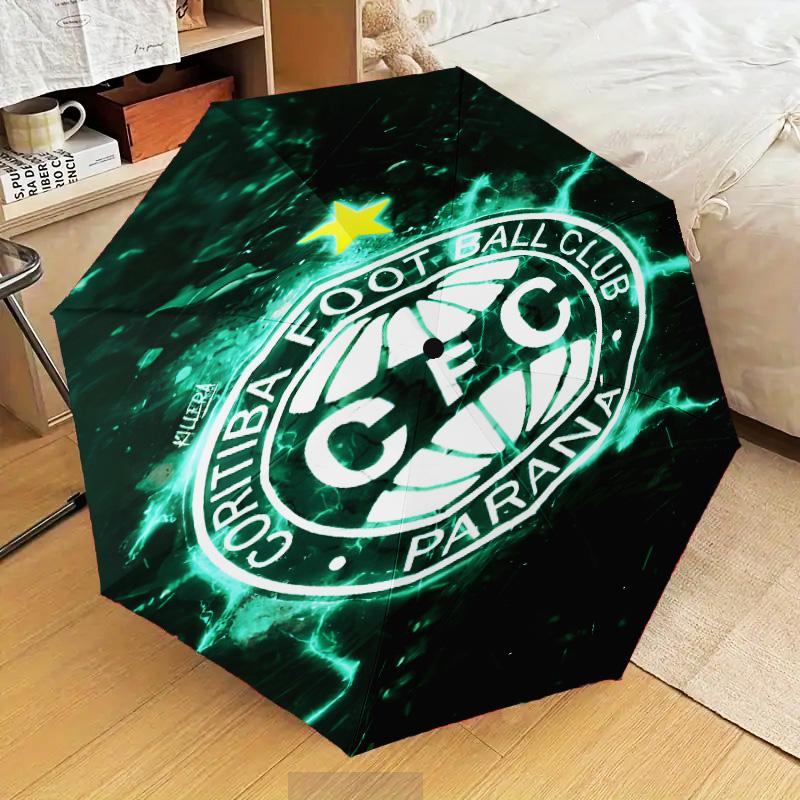 1PC Cori-tiba Football Club Crest Printed Umbrella Folding umbrella, automatic umbrella 8-Frame for Travel, camping Fan gifts Christmas Gifts