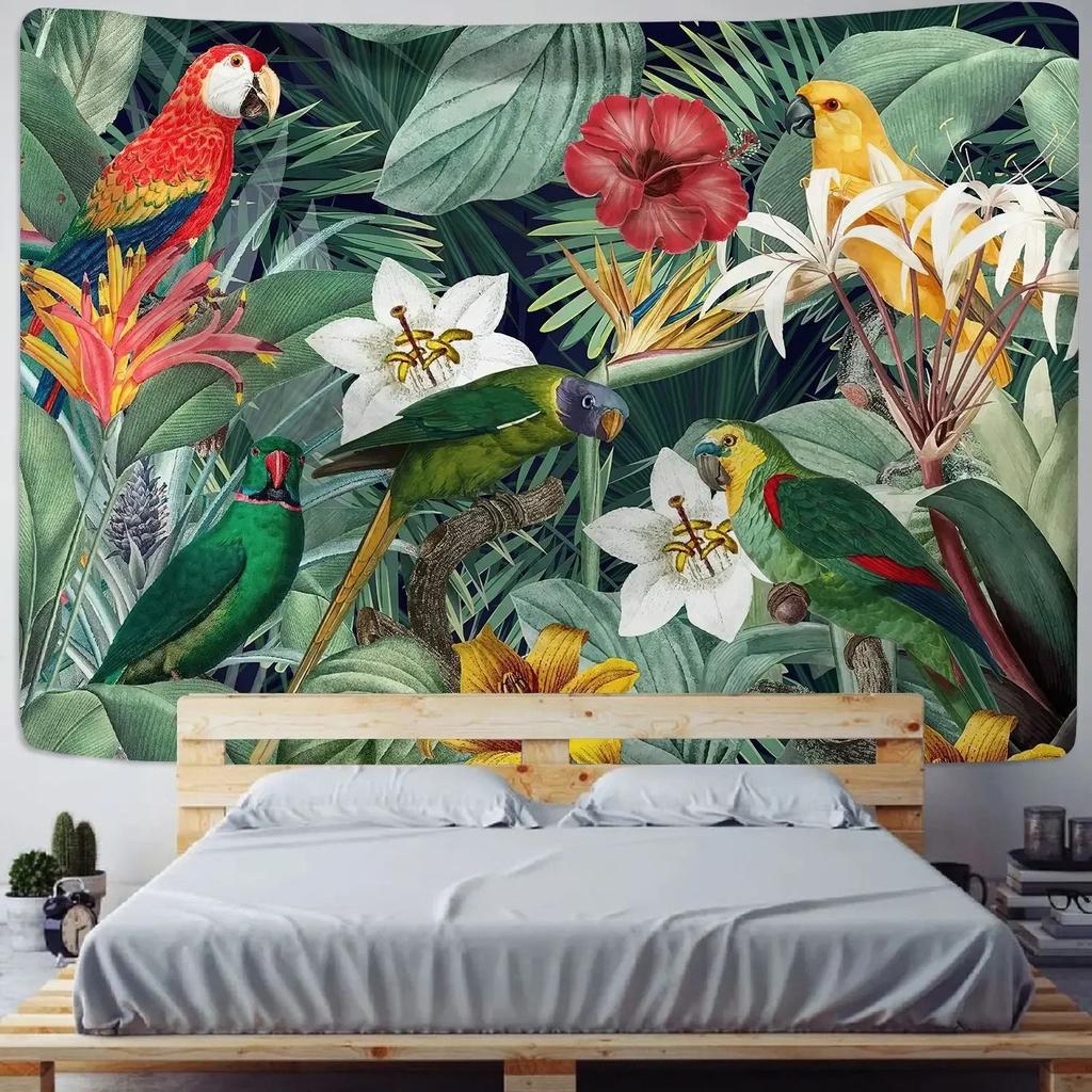 Nordic Ins Home Living Room Bedroom Fabric Hanging Painting Background Decoration Tropical Plant Print Tapestry Wall Hanging