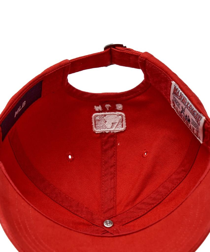 Emelbi Vintage Washed Curve Logo Unstructured Ball Cap Ny (D.Red)