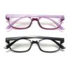 2pcs Elegant Retro Reading Glasses for Women Men Lightweight Square Design with Purple & Black Frames +1.00 To +4.00