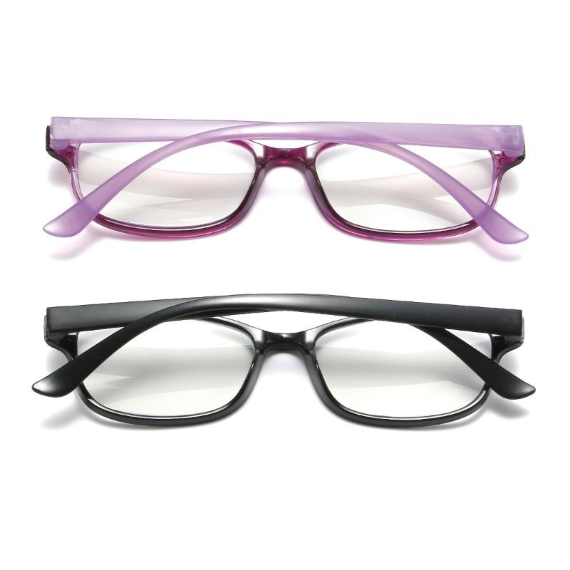 2pcs Elegant Retro Reading Glasses for Women Men Lightweight Square Design with Purple & Black Frames +1.00 To +4.00