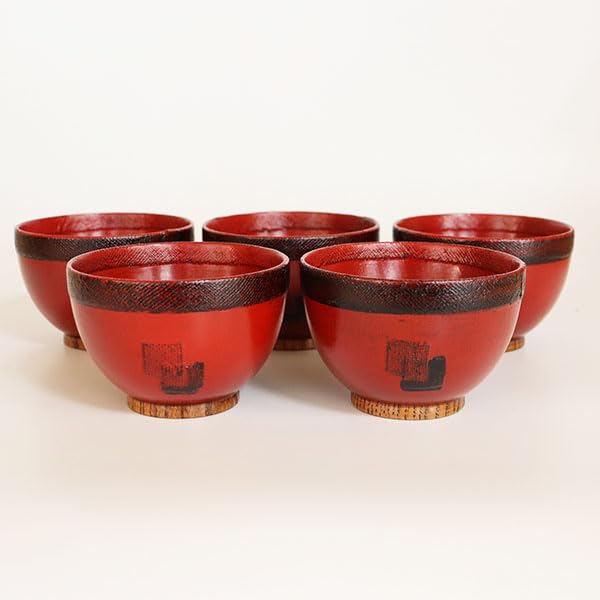 Wooden Soup Bowls Set of Negoro Lacquerware 250ml Set of Perfect for Miso or as a (250ml each), 5, Bowls, each, 5, Soup, Soup, Gift.