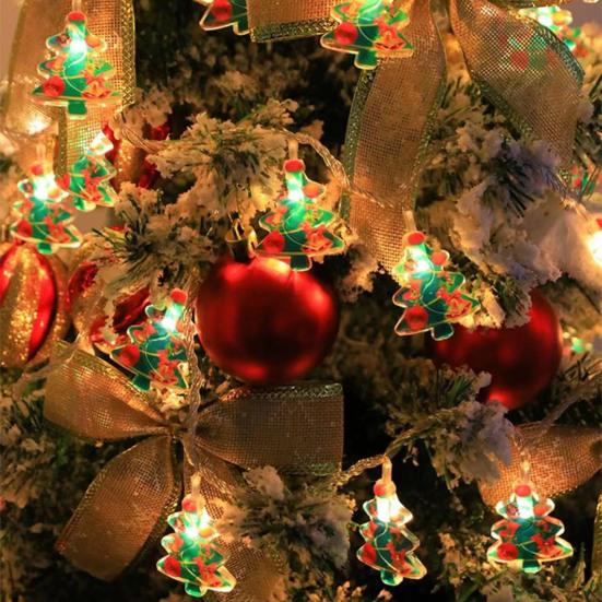 LED Christmas Lights String Santa Claus Snowman Battery-Operated Fairy Lights Window Garland Christmas Decorative Light Party New Year's Decorations