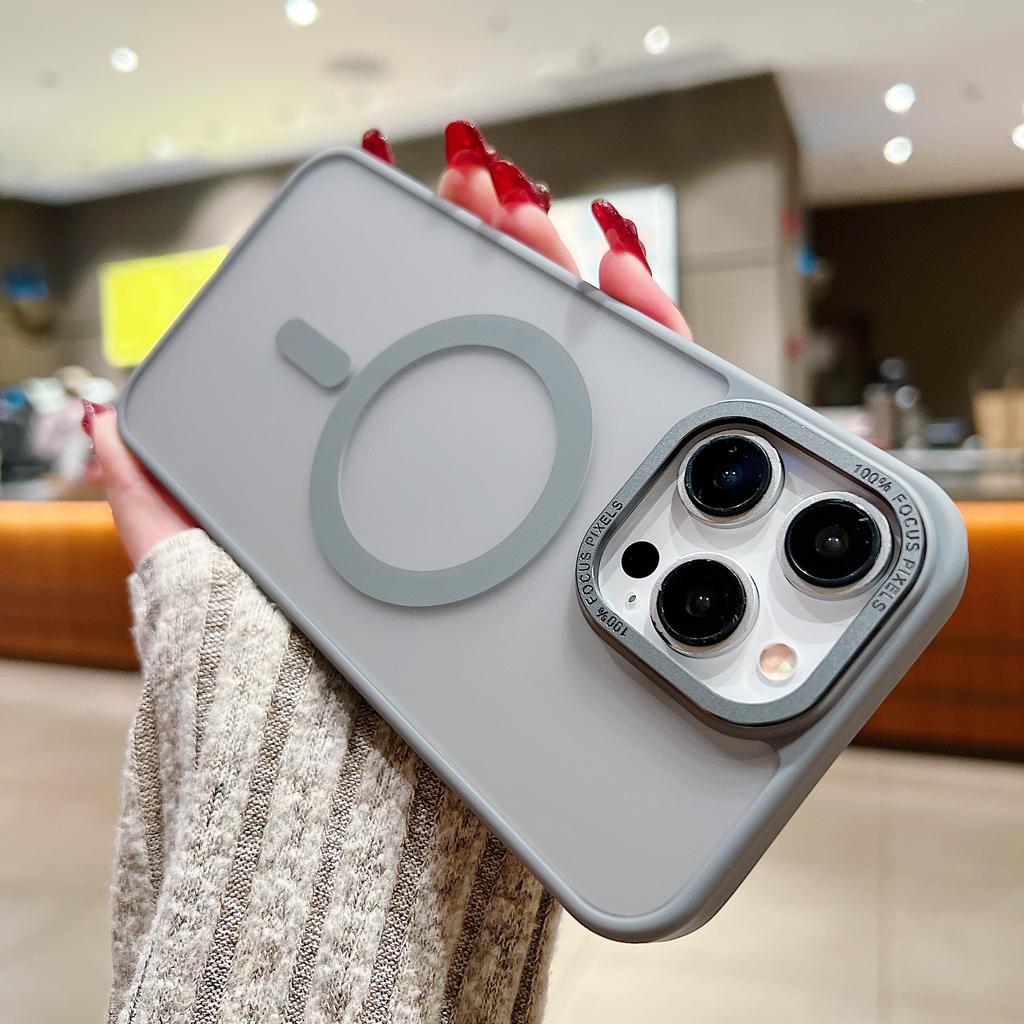 Metallknopf-Rahmenschutz für die Kamera Super Anti-Drop Magnetische kabellose Ladehülle für iPhone 16 15 14 13 12 Pro Max Hautfreundliche Touch-Abdeckung