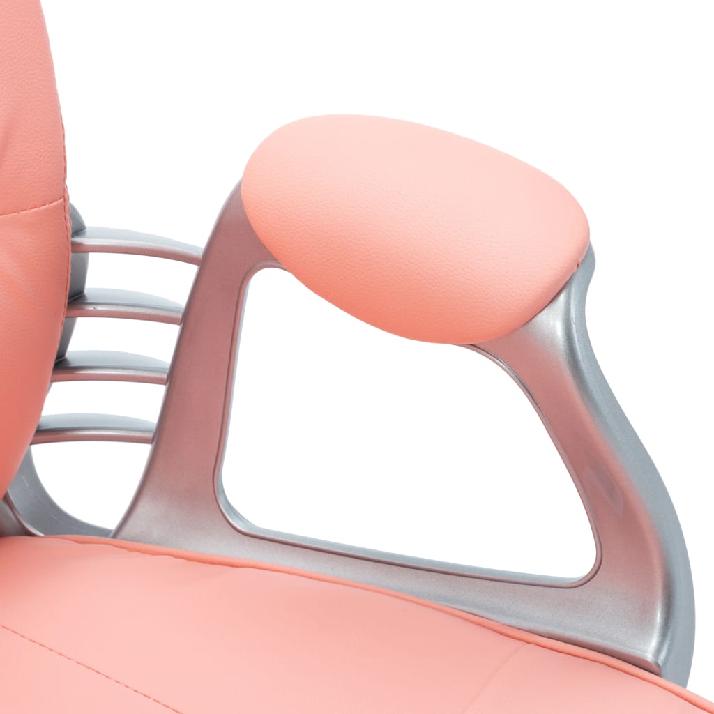 Office Swivel Chair In Pink Faux Leather