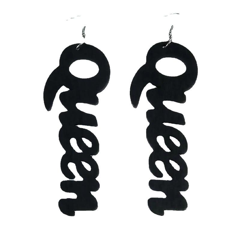 Letter-patterned Wooden Earrings, Fashionable Earrings and Earrings