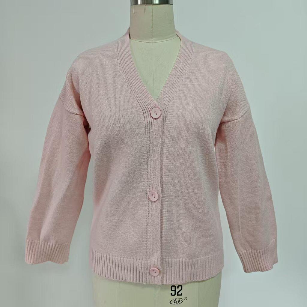 Women's Pink Thick Knit Cardigan - European & American Style