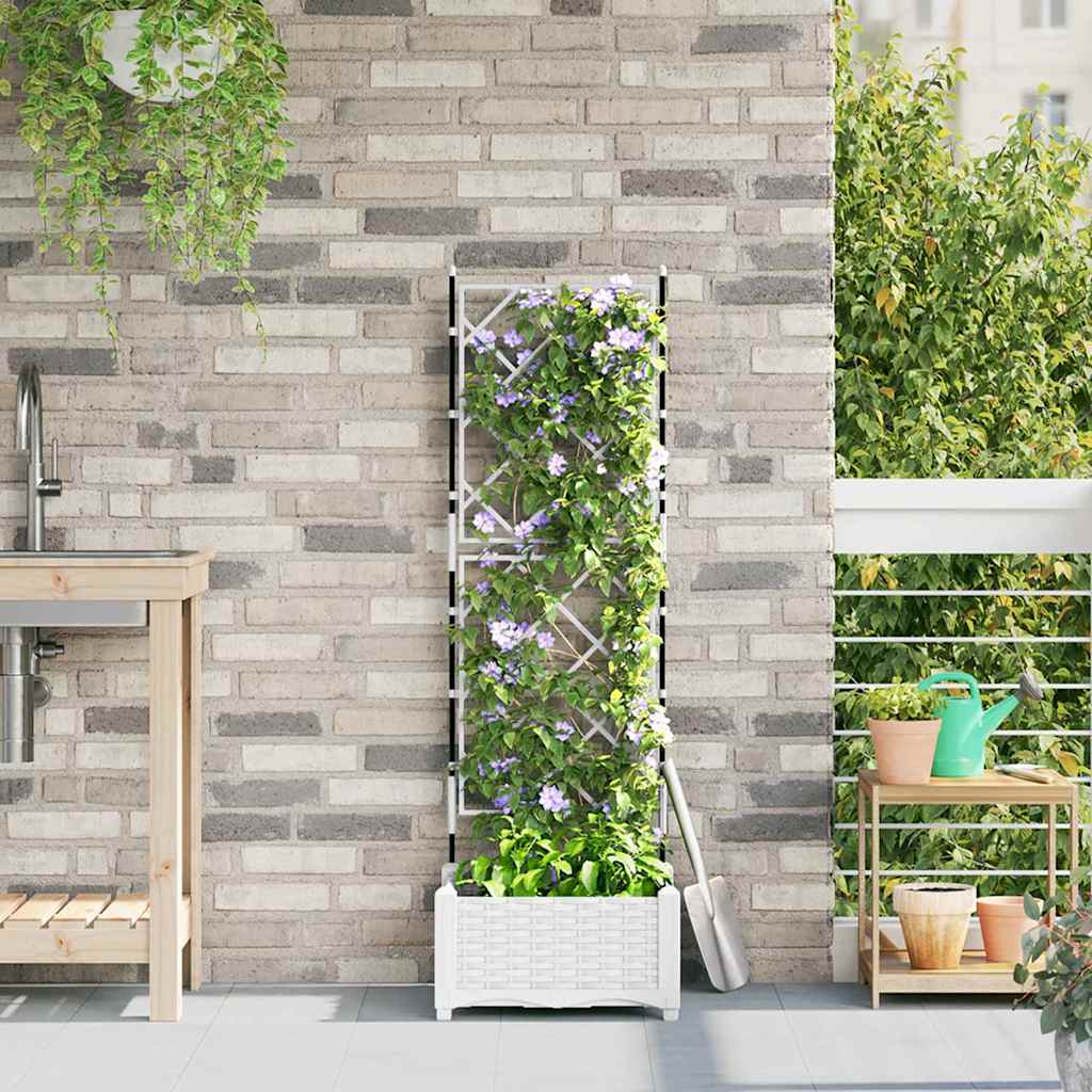 Garden Planter White 40 X 40 X 125.5 Cm Plastic