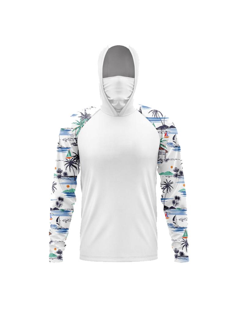 Fishing Hoodie Shirts with Mask Fishing Clothing Men's Long Sleeve Hiking Sportswear T-shirts