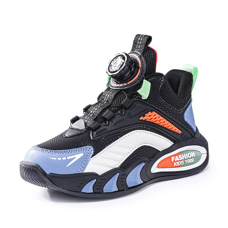 2025 Spring and Autumn Children's Sneakers Medium and Older Children's Leather Running Shoes Breathable Mesh Board Shoes Male and Female Students Shoe