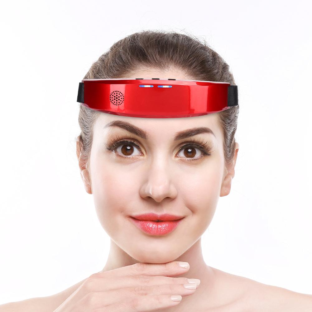 Multi Functional Head Massager Voice Prompt Low Frequency Pulse Insomnia Improvement Machine(Voice Heating Red )