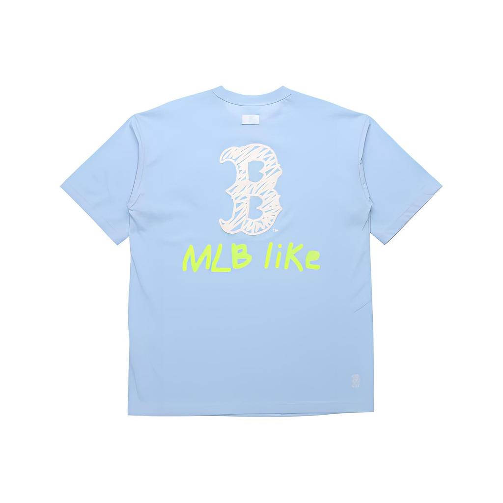MLB Boston Red Sox Loose Fit Crew Neck Printed Dopamine Short Sleeve T-Shirt Unisex T-Shirts Sky-Blue 31TS15031-43S