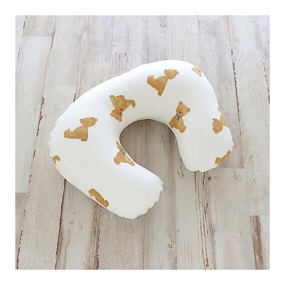 Used HashkuDe Nursing Pillow, Made In Japan, Washable, 100% Cotton, Double Gauze, With Cover, Nursing Pillow, Resists Sagging, Teddy, White