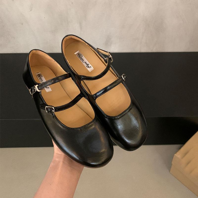 

Мода Мода Обувь Мэри Джейн на плоской подошве с ремешком и пряжкой для женщин Мягкий круглый носок Женская обувь на плоской подошве 35 чёрный