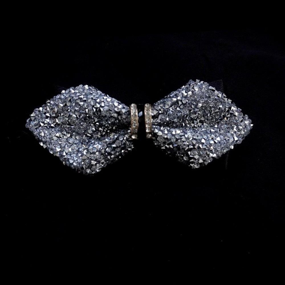 Solid Color Rhinestone Collar Flower British Style Adjustable Gentleman's Bow Tie Bowtie Collar Cravat Men's Suit Accessory