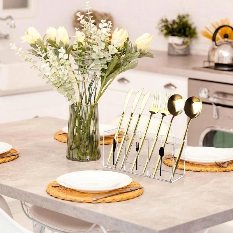 Multi-Function Kitchen Utensil Organizer - Space-Saving Plastic Cutlery Holder, Can Store Spoons, Knives And Forks, Durable