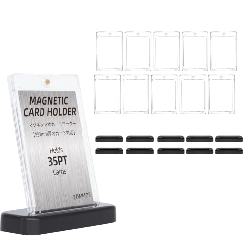 EOMMOE Magnetic Loader [Set of 10 Loaders + 10 Stands] [Includes Inner Sleeves] Card Loader 35pt Stand for Pokemon Cards and Trading Cards, UV Protect