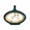 Ceramic Vase Forest-Inspired-Inspired with Gold-Toned Oval Inset Rustic