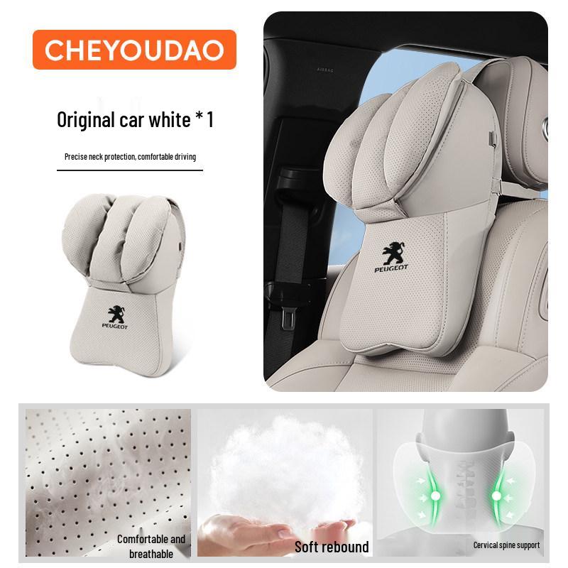 Peugeot Car Headrest Lumbar & Neck Support Pillow for 2008, 4008, 5008, 408, 508L, e2008 Models.