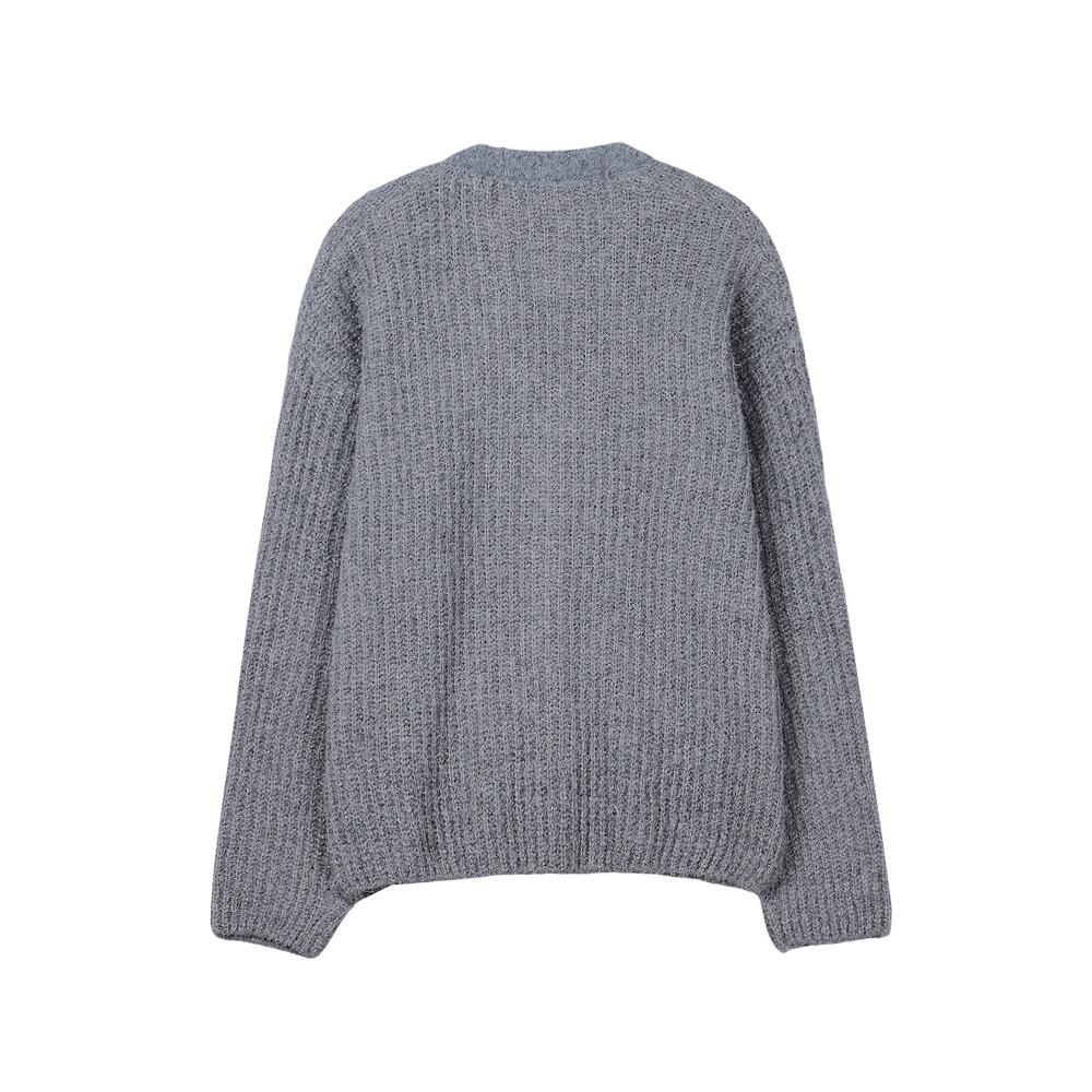 Double Eight Hairy Knit Cardigan (Gray)
