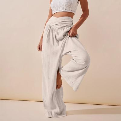Women's Wide Leg Pants High Elastic Waisted In The Back Business Work Trousers Long Casual Pants