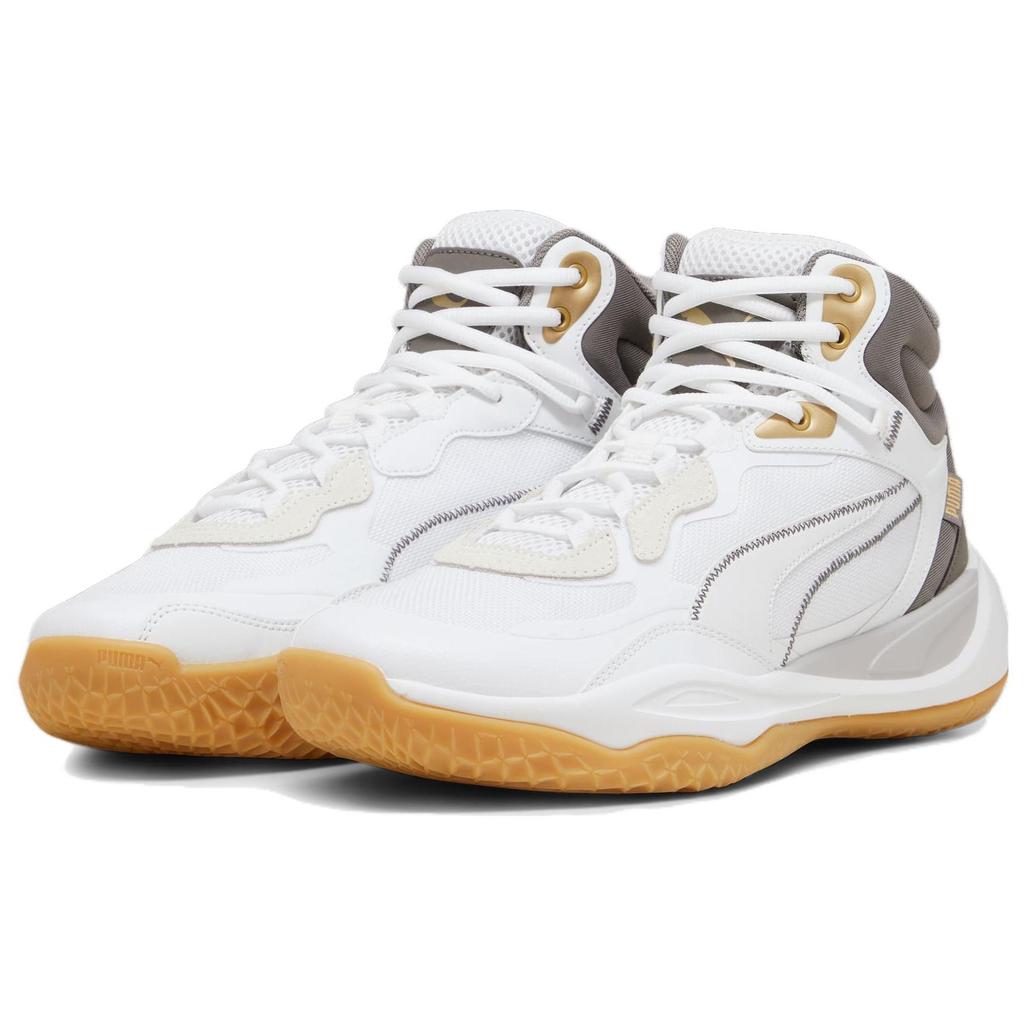 Puma Playmaker Pro Mid Trophies 'Branco Cinza Dourado' Masculino 379019-01