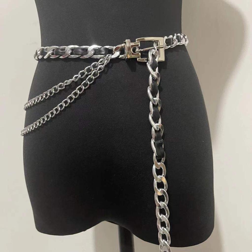 Waist Chain for Women Retro Sexy Fashion Multi-layer Body Chain Personalized Geometric Trendy Metal Chain European and American Waist Chain