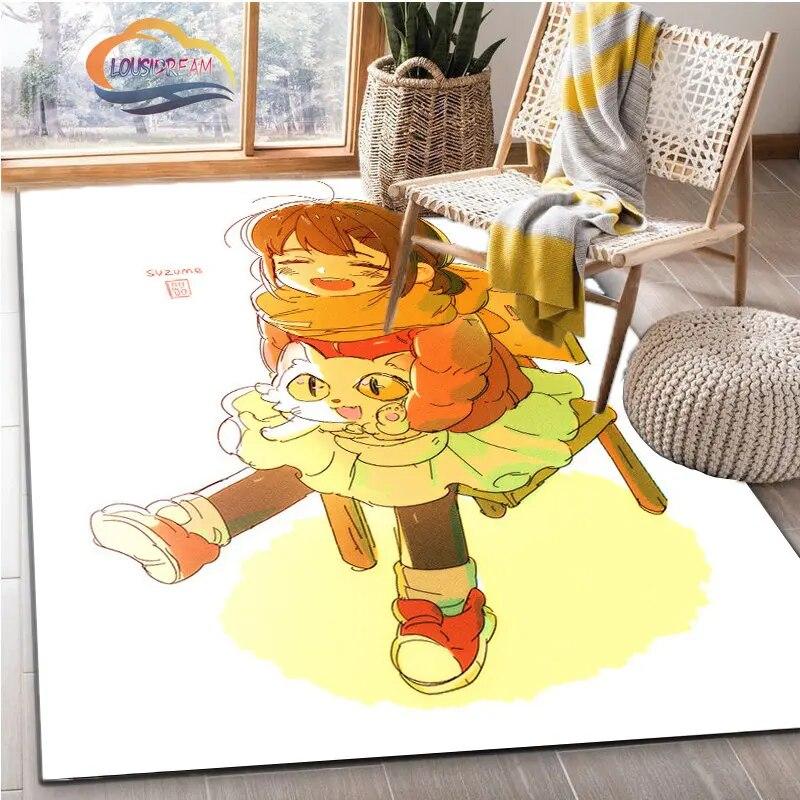 Latest Animated Suzume Anime Carpet 3D Printing Decorative Floor Mat for Children and Girls Living Room Bedroom Sofa Area Rug