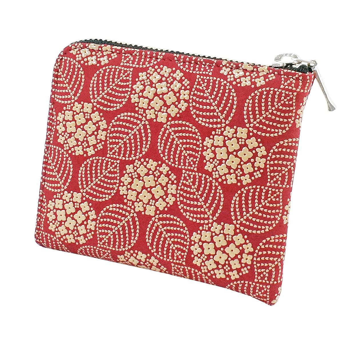 

Indenya Inden Coin Purse F Coin Purse 08 Deerskin Red x White Lacquer Hydrangea Pattern 1008-13-174