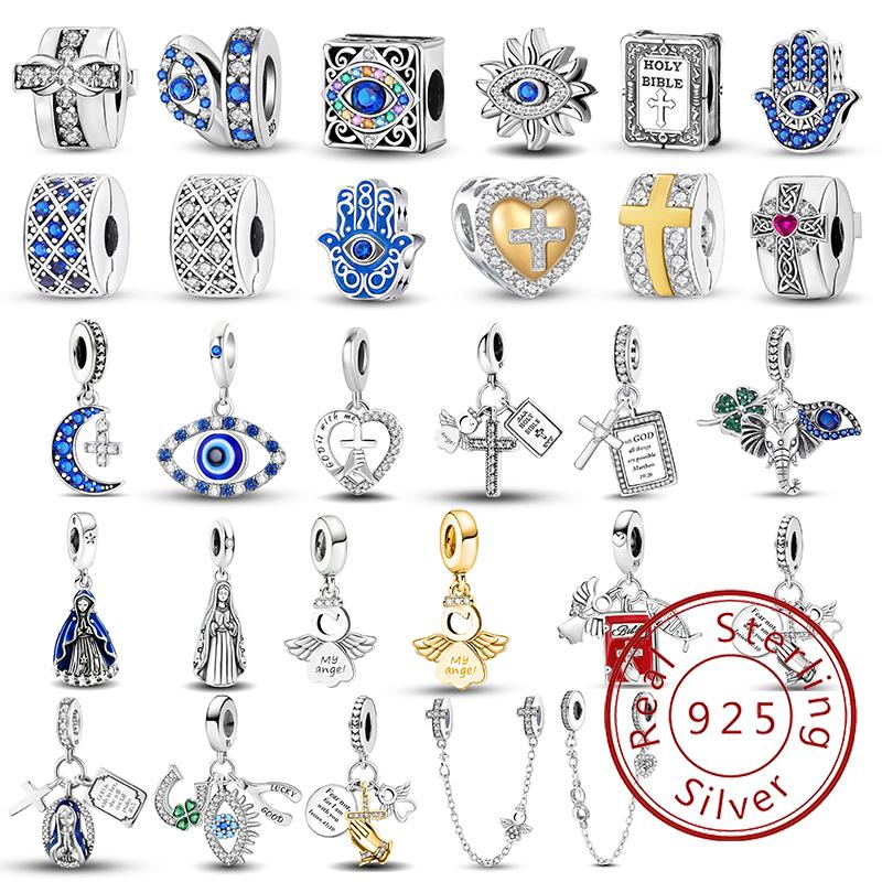 Copper Cross Angel Devil'S Eye Series Charms Beads Fit Diy Bracelet Bangle Making Gift Of High Quality Jewelry