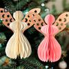 Angel Honeycomb Ornament Paper Angel Hanging Ornament with Sparkling Edge 3D Honeycomb Angel Decoration for Birthday Party Wedding