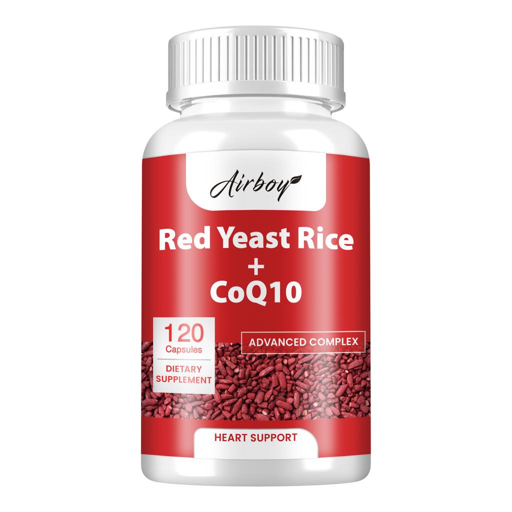 Red yeast rice extract capsules, containing coenzyme Q10 extract, all-natural, suitable for both men and women.