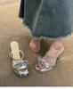 Temperament high heel with sandals female rhinestone bow fairy wind summer two wear waterproof desk thick heel cool slippers