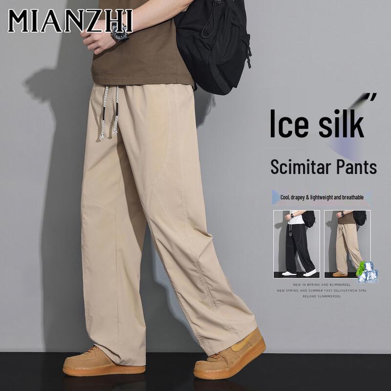 

Men s Ice Silk Loose Fit Straight Leg Leisure Pants M
