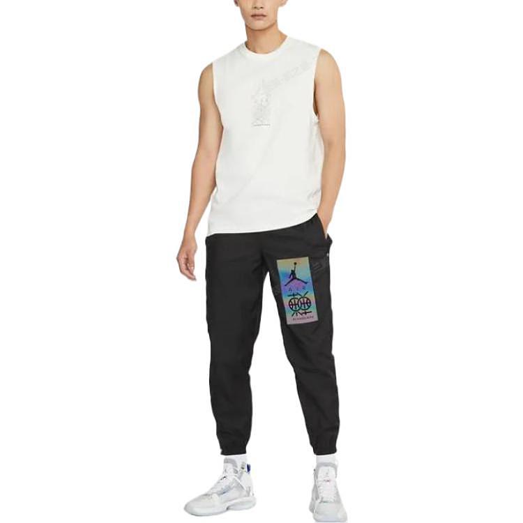 Jordan Calças de Jogging com Cordão e Logotipo Estampado em Degradê Masculinas Preto DV6281-010