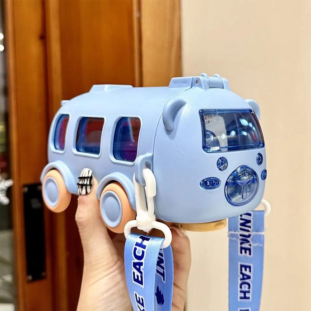 1PC 500ML Cartoon Toy Bus Straw Cup Large Capacity Plastic Mug for Summer Drinkware Water Bottles Children Bounce Kettle