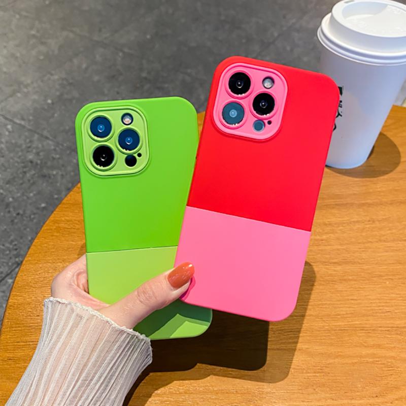 3 w 1 Splice Cukierkowy Kolor Silikonowe Etui na Telefon Dla Iphone 14 13 11 12 Pro Max Xs Max Xr X Wstrząsoodporne Ochrona Obiektywu Tylna Pokrywa