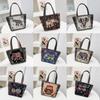 Elephant Embroidered Canvas Handbag With Dual Handles For Casual Daily Use