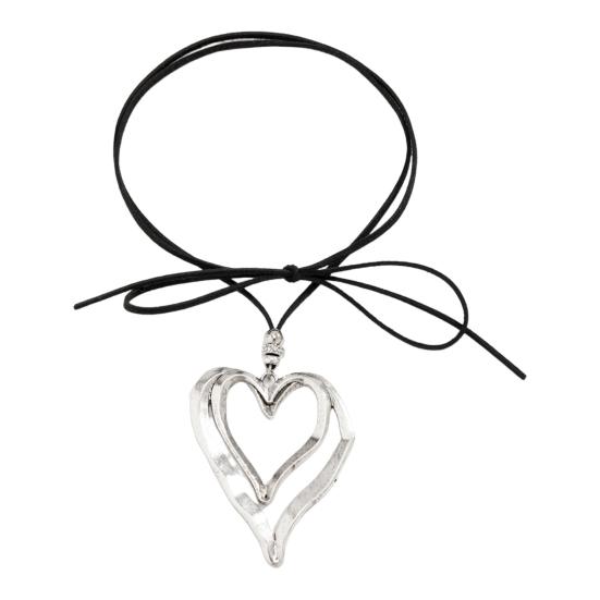 Heart Necklace for Women Double Hollow Heart Long Rope/Chain Necklace for Valentine's Day Birthdays Anniversaries Gift