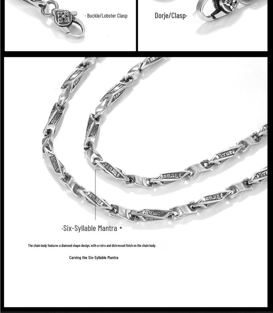 925 Sterling Silver Möbius Men's Vintage Mantra Necklace - Retro, Handsome, and Versatile